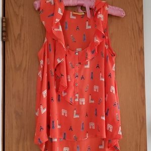 EUC Maeve Anthropolgie Monument Sleeveless Blouse